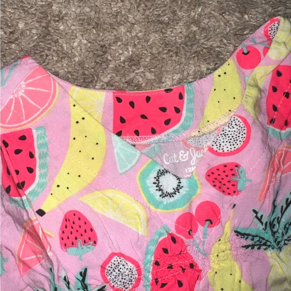 3/$25 🍄 Cat & Jack Baby Girls Fruit Print Cover Up Dress w/Tassels Size 12 Month - Picture 2 of 7